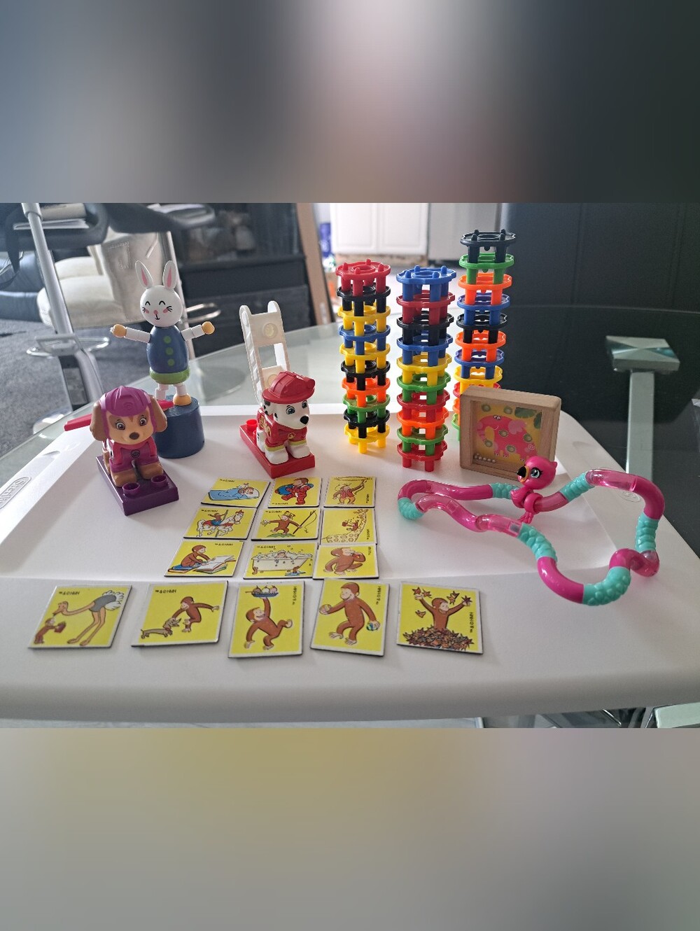 Set Of Small Toys Including Paw Patrol Figures And Mini Playmobil